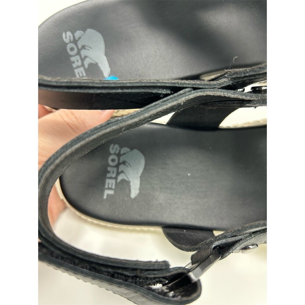 SOREL ONA Ave Womens Slingback Flat Sandals Black Strappy Open Toe Size 10 - Picture 12 of 13